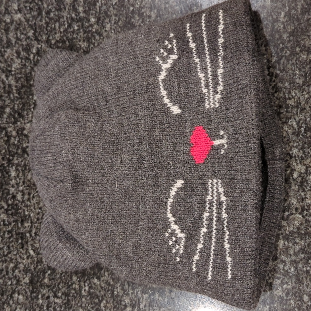 Gray Winter Hat - Cat, Size Small